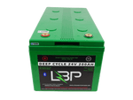 LBP 24V 200Ah BT Lithium Battery with green casing, automatic battery management system, and deep cycle design.