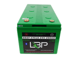 LBP 24V 200Ah BT Lithium Battery with green casing, automatic battery management system, and deep cycle design.